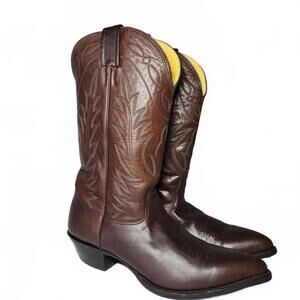 Nocona Vintage Mens Leather Cowboy Boots Made in USA Brown Classic Size 9